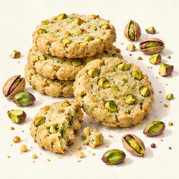 Illustration: Pistachio “emerald” biscuits
