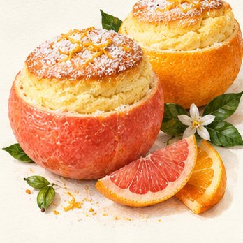 Illustration: Grapefruit and orange soufflés